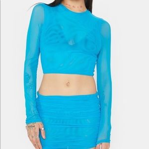 NWT Aqua Savage Shine Mesh top